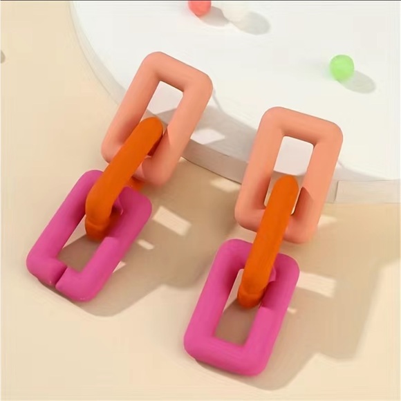Jewelry - Pink / Orange Barbiecore Statement Earrings